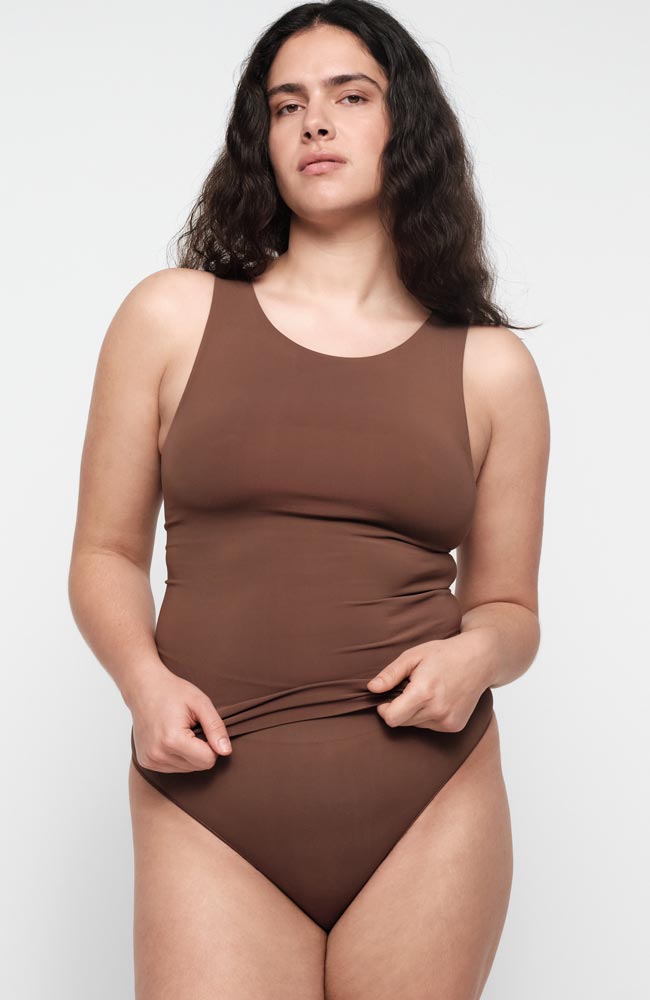 Organic Basics Smooth Brown Nylon Tank Top for Women | Sophie Stone