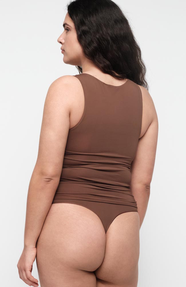 Organic Basics Smooth Brown Nylon Tank Top for Women | Sophie Stone
