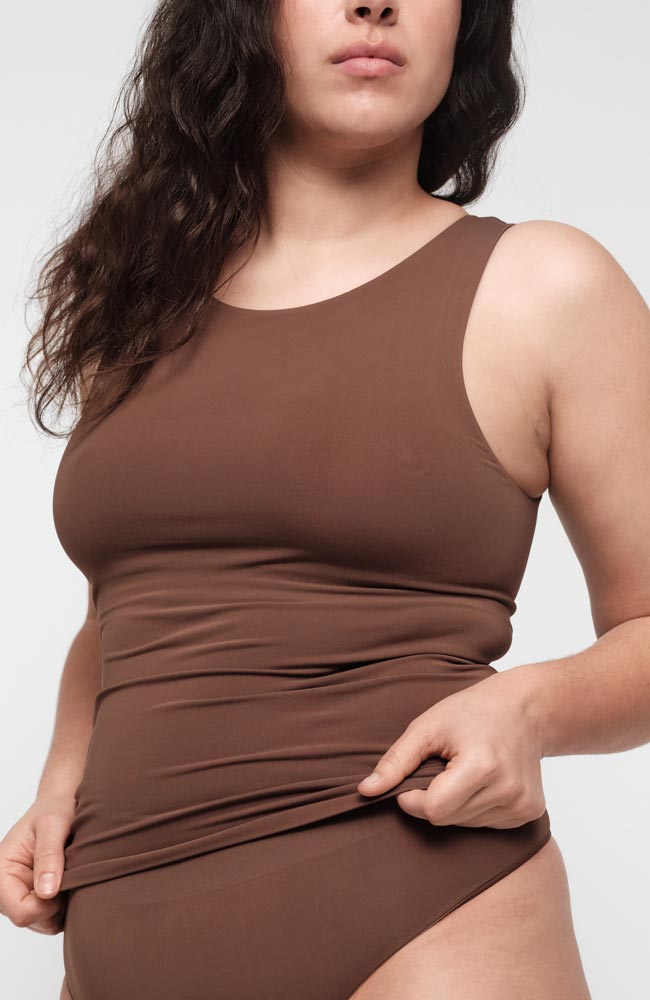 Organic Basics Smooth Brown Nylon Tank Top for Women | Sophie Stone