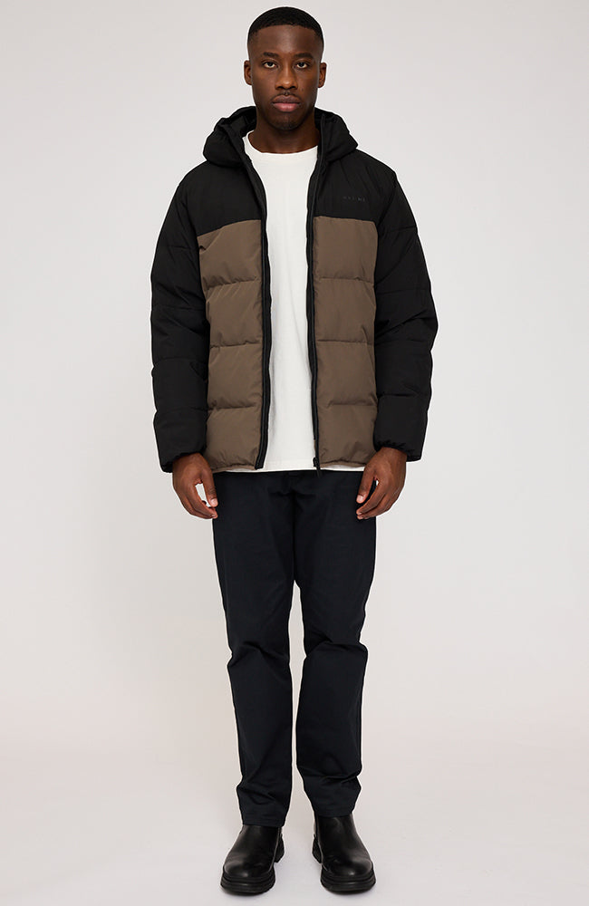 Mazine Puffer jas zwart bruin van 100% gerecycled polyester voor heren | Sophie Stone