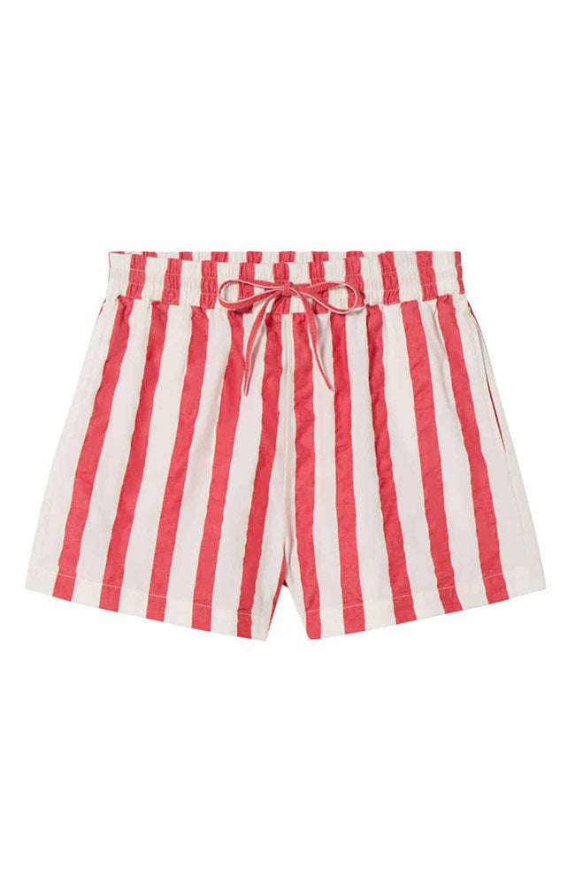 Thinking MU Geranio Shorts rot Maxistreifen Bio-Baumwolle Frauen | Sophie Stone