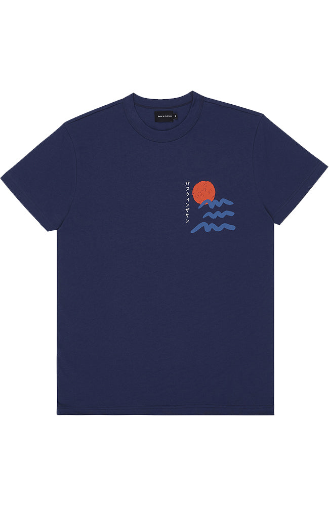 Bask in the Sun Sunset t-shirt navy van biologisch katoen heren | Sophie Stone