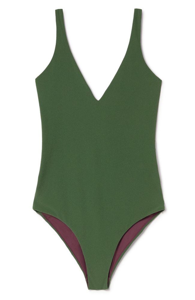 TWOTHIRDS Leygues swimsuit green made from recycled plastic for women | Sophie Stone