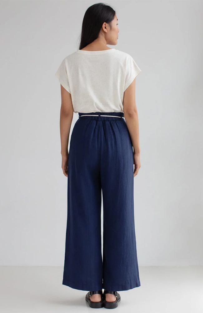 TWOTHIRDS Sanvito blue linen pants for women | Sophie Stone