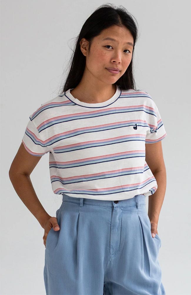 TWOTHIRDS Tarida multicolor stripes organic cotton T-shirt for women | Sophie Stone