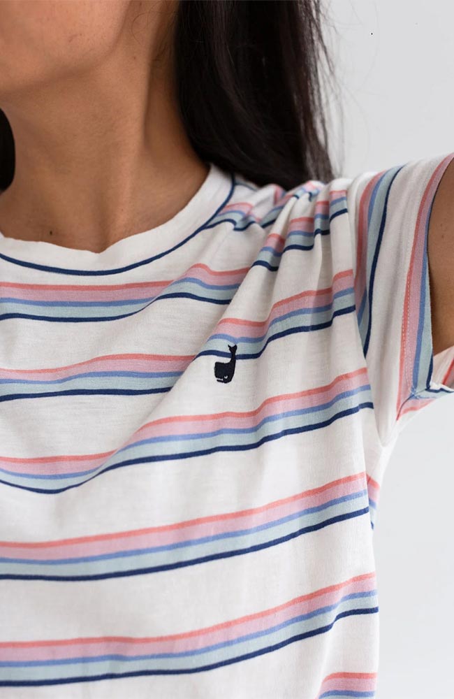 TWOTHIRDS Tarida multicolor stripes organic cotton T-shirt for women | Sophie Stone