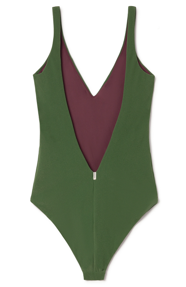 TWOTHIRDS Leygues swimsuit green made from recycled plastic women | Sophie Stone