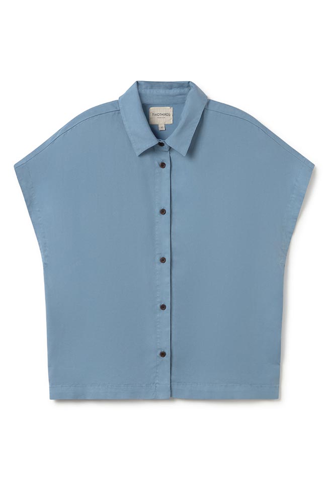 TWOTHIRDS Cannes Bluse Denimblau TENCEL für Damen | Sophie Stone