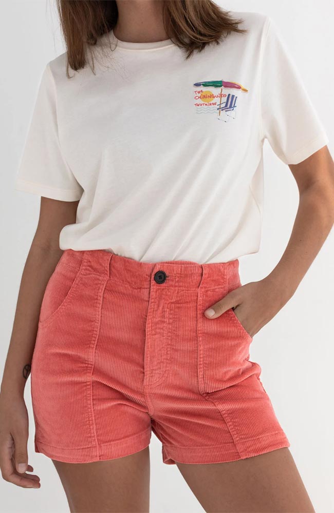 TWOTHIRDS Cockatoo rib shorts pink organic cotton for women | Sophie Stone