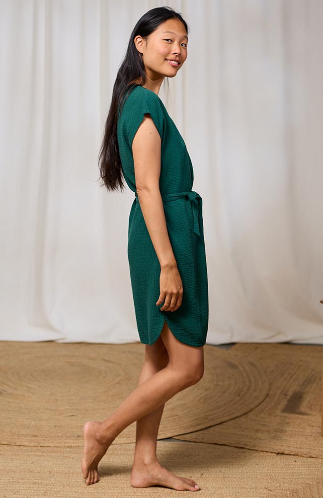 TWOTHIRDS Mwali dress in green, made from organic cotton for women | Sophie Stone