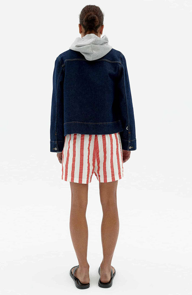 Thinking MU Geranio Shorts rot Maxistreifen Bio-Baumwolle Frauen | Sophie Stone