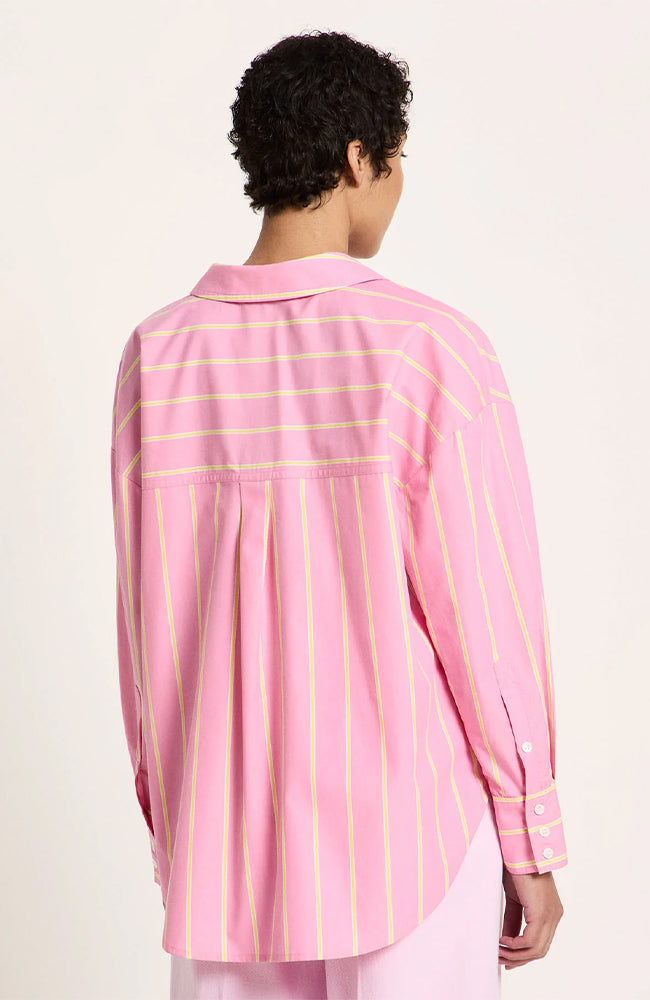 Lanius Blouse streep roze en geel dames van bio katoen dames | Sophie Stone