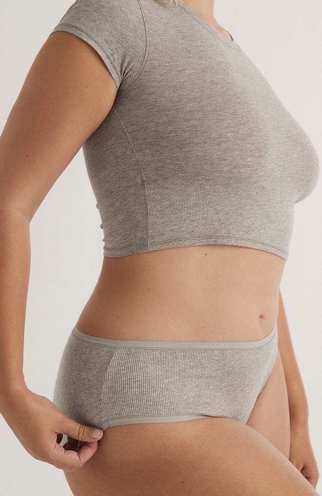 Organic Basics | Core rib briefs gray melange organic cotton ladies | Sophie Stone