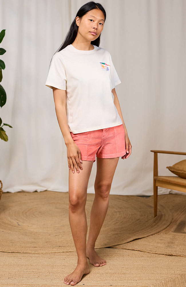 TWOTHIRDS Cockatoo rib shorts pink organic cotton for women | Sophie Stone
