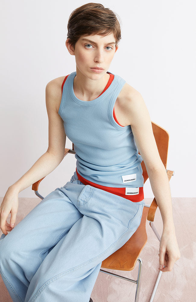ARMEDANGELS Kanitaa top blue glow biologisch katoen voor dames | Sophie Stone