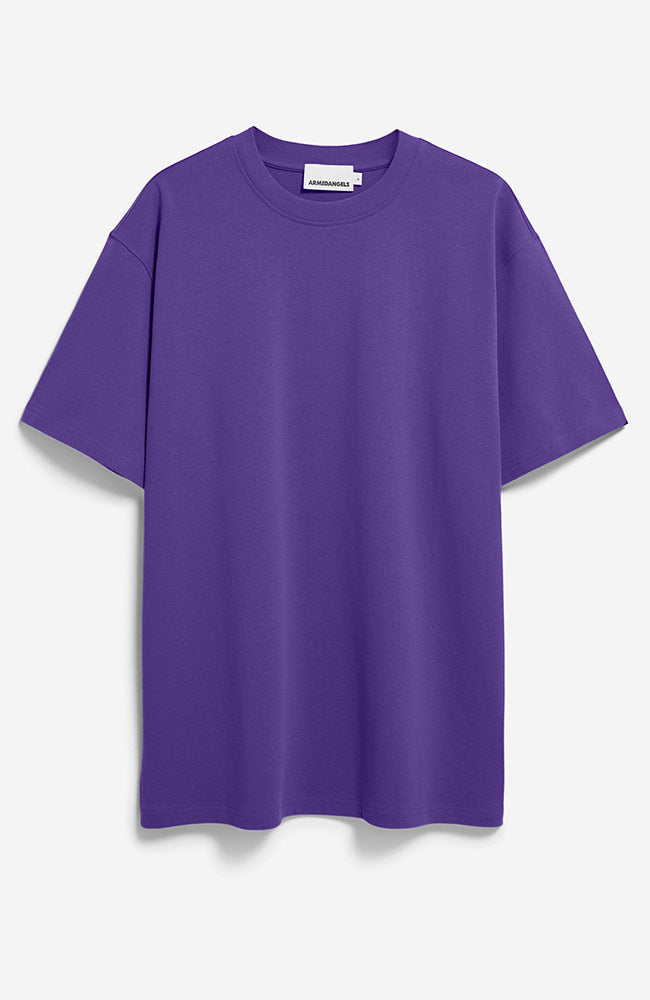 ARMEDANGELS Maarkos pungent purple organic cotton t-shirt for men | Sophie Stone