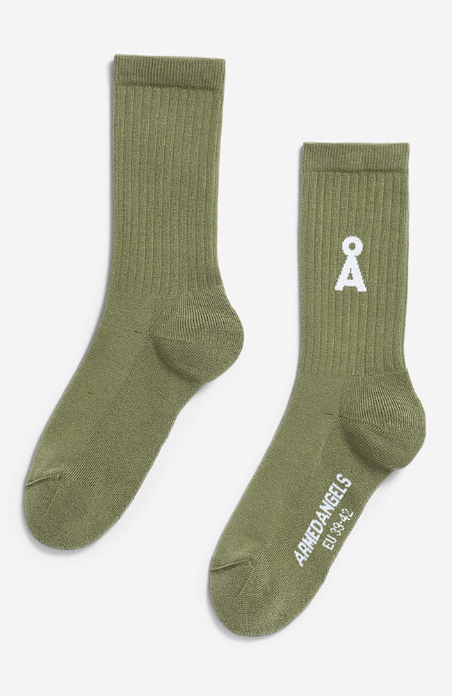 ARMEDANGELS Saamus sportsokken fatigue green bio katoen uniseks | Sophie Stone