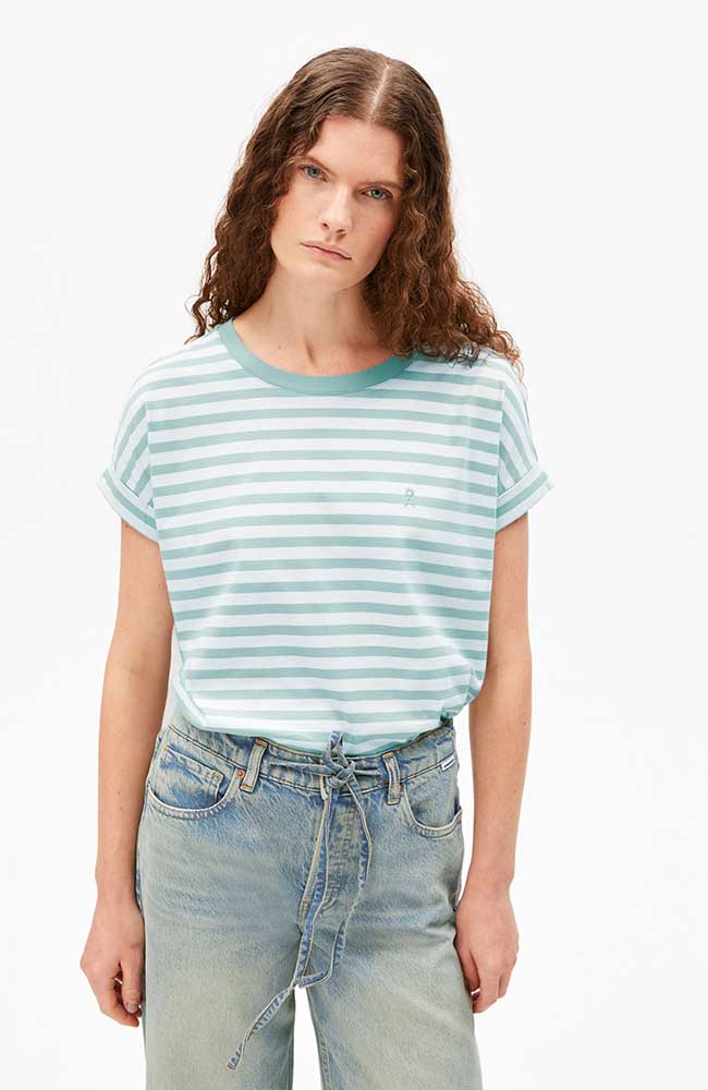 ARMEDANGELS Idaara Striped T-Shirt, White Foam, Organic Cotton, Women's | Sophie Stone