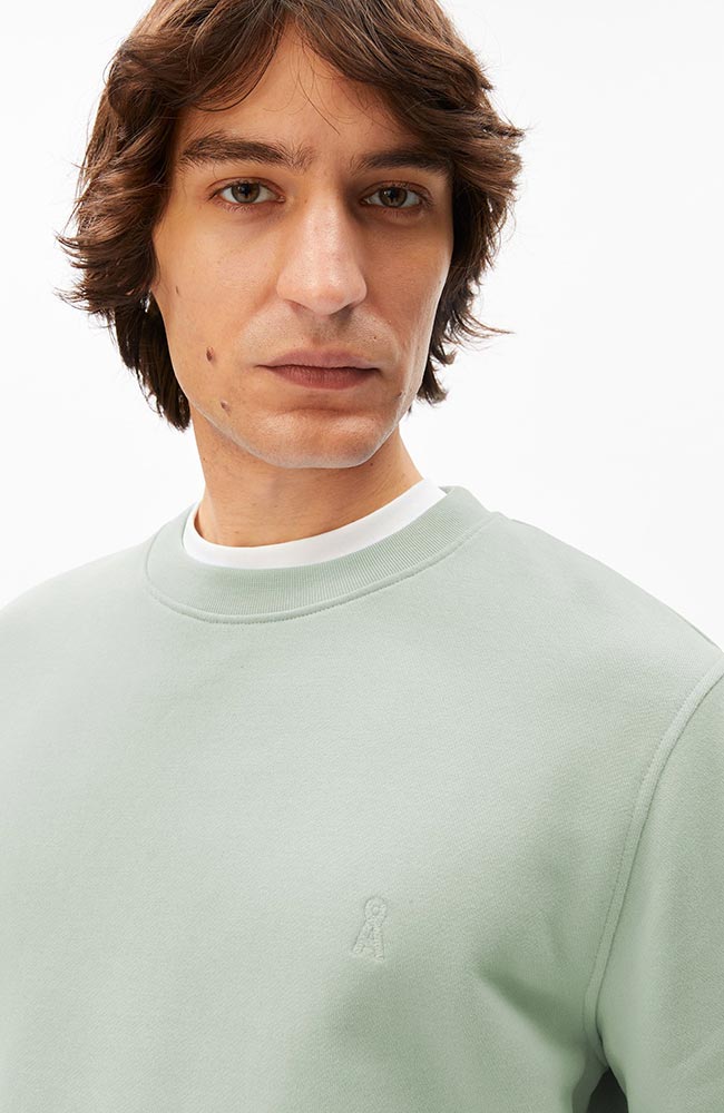 ARMEDANGELS Baaro Sweater, Light Green, Organic Cotton, Men's | Sophie Stone