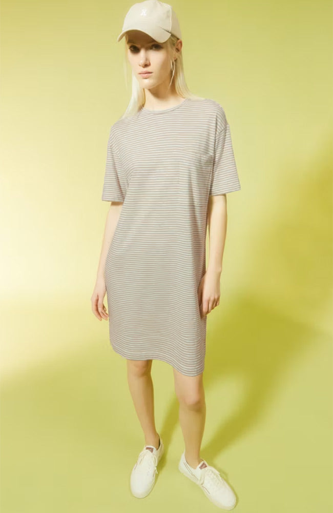 ARMEDANGELS Chaara lovely stripes sand stone organic cotton ladies | Sophie Stone