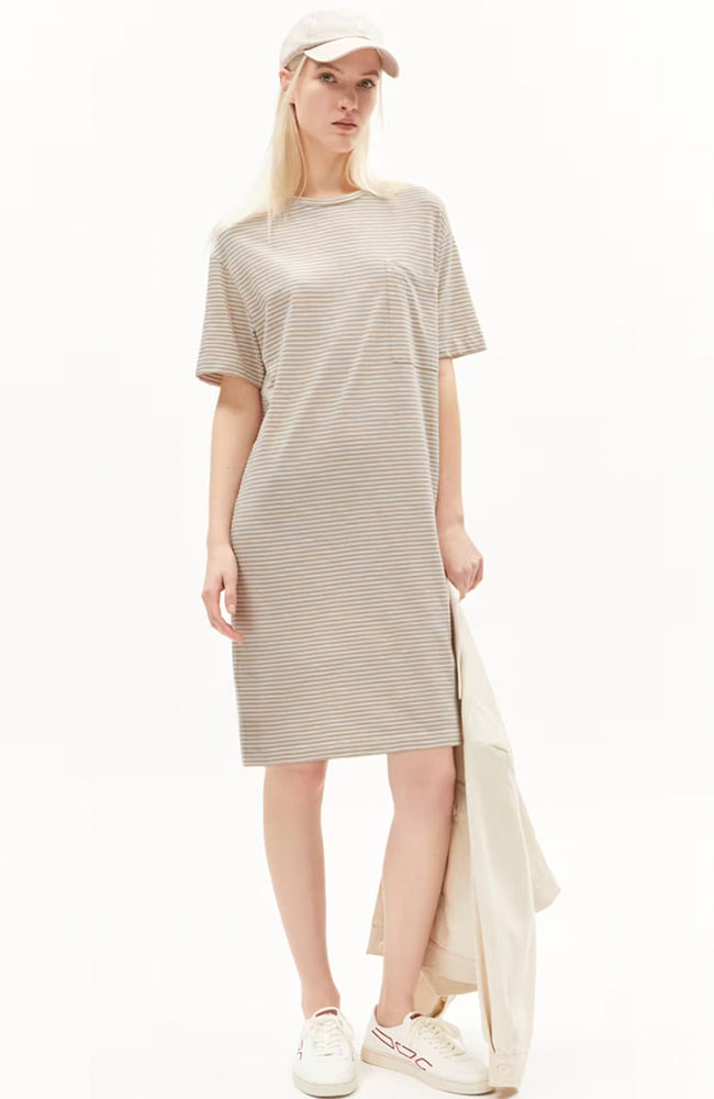 ARMEDANGELS Chaara lovely stripes sand stone oatmilk organic cotton ladies | Sophie Stone