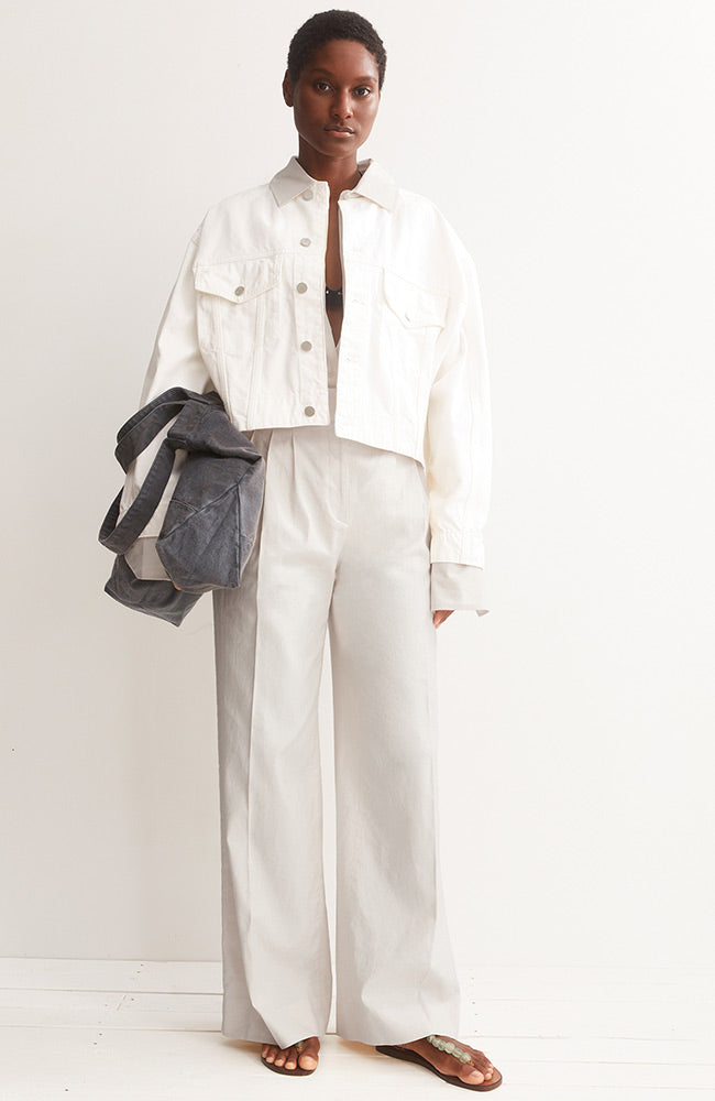 ARMEDANGELS Kaayua Beige Pants Made from ECOVERO & Linen for Women | Sophie Stone