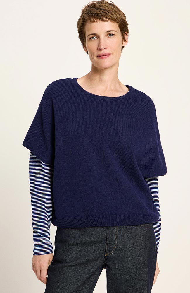 Lanius spencer blue in organic cotton and virgin wool for women | Sophie Stone