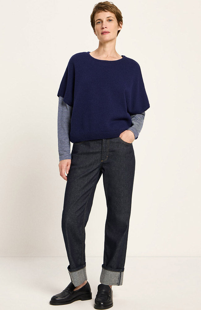 Lanius spencer blue in organic cotton and virgin wool for women | Sophie Stone