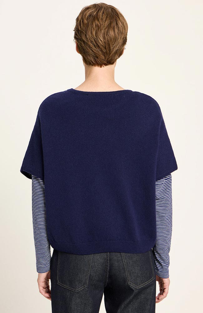 Lanius spencer blue in organic cotton and wool for women | Sophie Stone