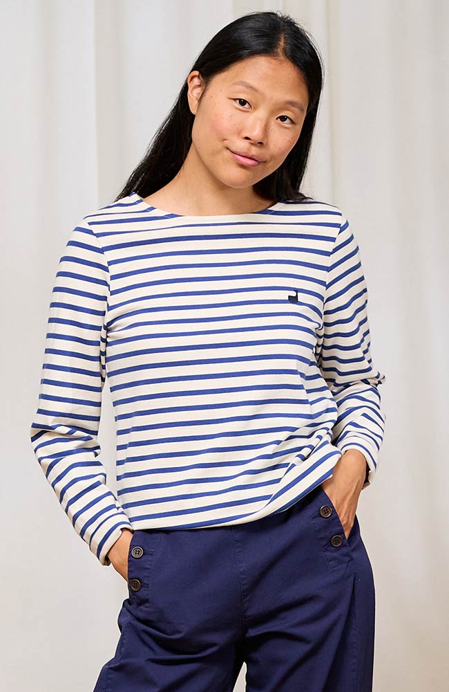 TWOTHIRDS Martinica long sleeve blue white organic cotton for women | Sophie Stone