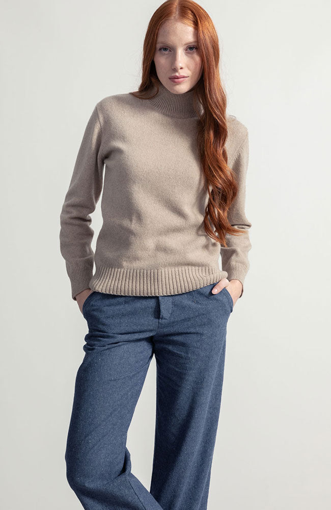 Rifò Ada turtleneck beige in recycled cashmere and wool ladies