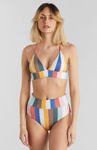 Dedicated Bikini Top Alva stripes multi by reycled polyester ladies | Sophie Stone