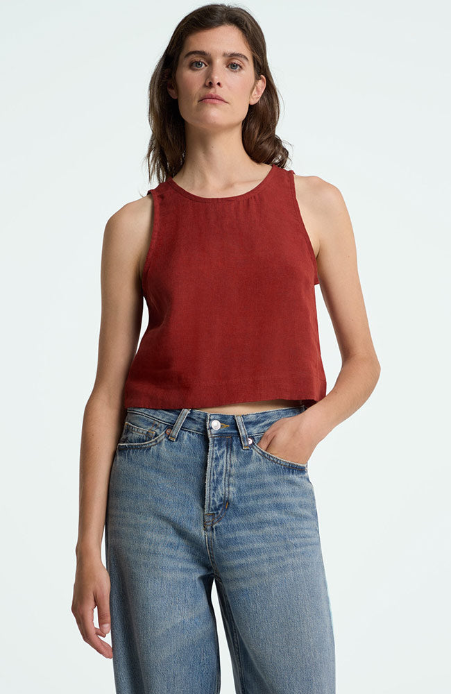 Kings of Indigo Belle Top Burnt Henna 100% Linen for Women | Sophie Stone