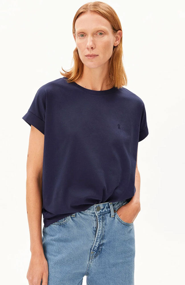 Idaara donkerblauw t-shirt bio katoen dames | Sophie Stone