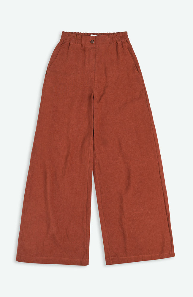 Kings of Indigo Lilian Trousers in Burnt Henna Linen for Women | Sophie Stone