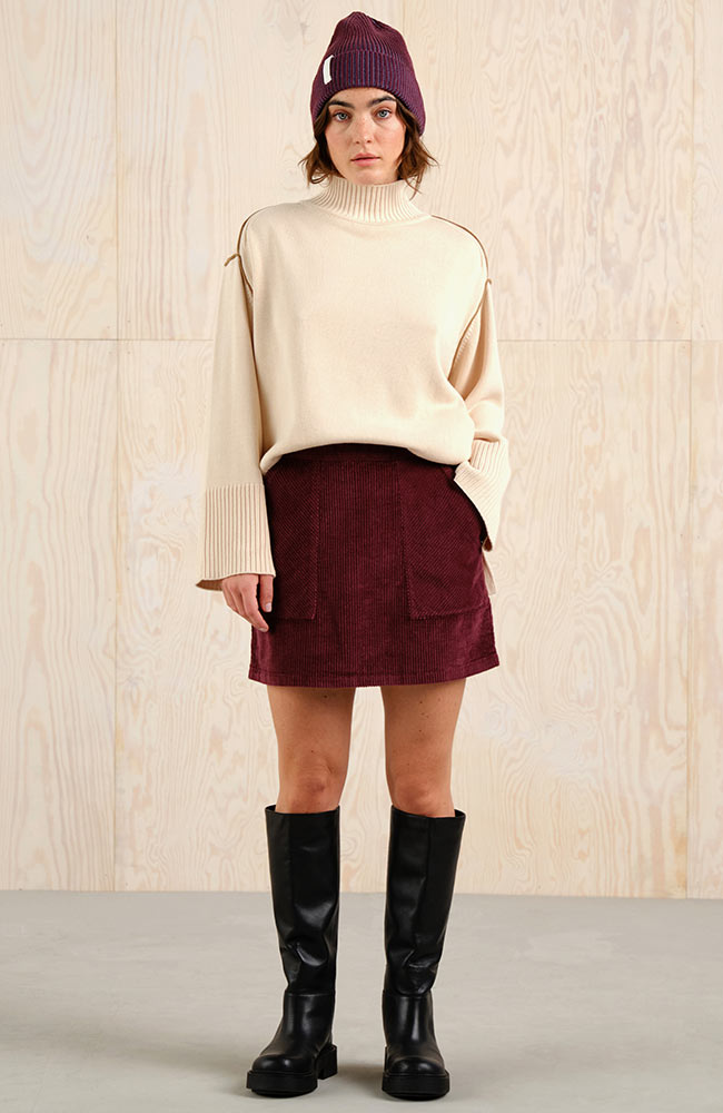 Dedicated Majorna Corduroy rokje fig red bio katoen | Sophie Stone