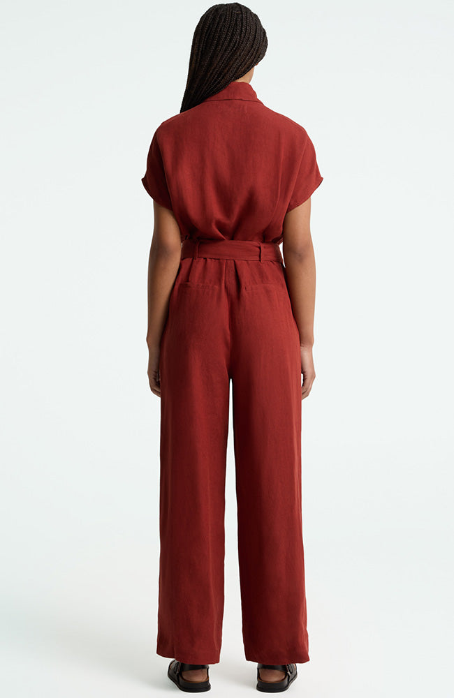 Kings of Indigo Margaret jumpsuit in burnt henna linen | Sophie Stone