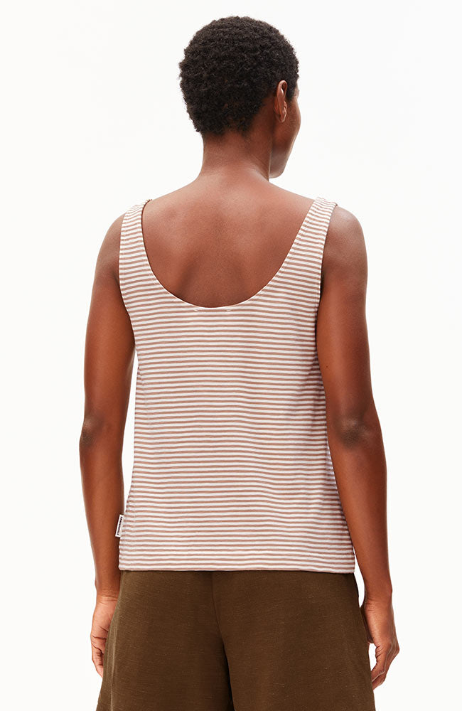 ARMEDANGELS Minaami stripes top oatmilk cinnamon dust bio katoen dames vegan | Sophie Stone