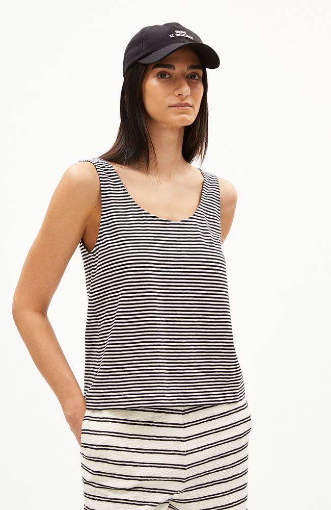 ARMEDANGELS Minaami Streifen-Top, weiß-schwarz, Bio-Baumwolle, Damen | Sophie Stone