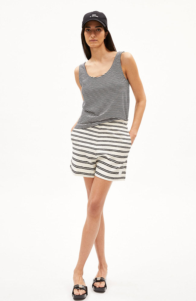 ARMEDANGELS Minaami Streifen-Tanktop, weiß-schwarz, Bio-Baumwolle, Damen | Sophie Stone