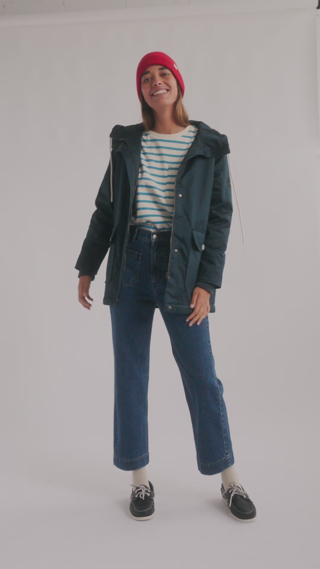 TWOTHIRDS Sandymount jas blauw van gerecyclede materialen  voor dames | Sophie Stone