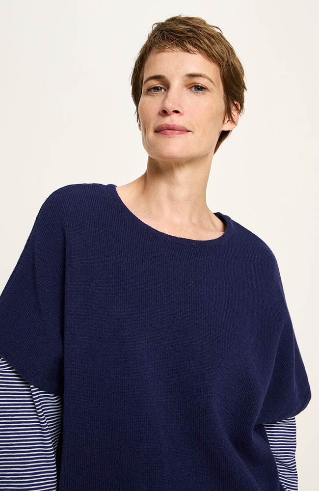 Lanius pull under blue in organic cotton and virgin wool for women | Sophie Stone