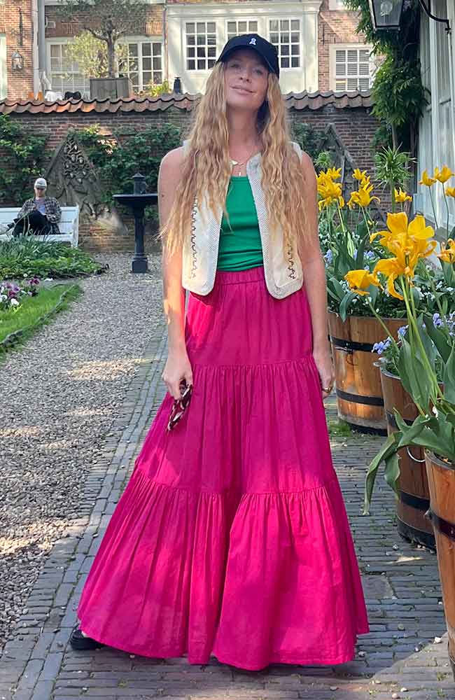 Poppyfield Sole rok pink van biologisch katoen dames | Sophie Stone
