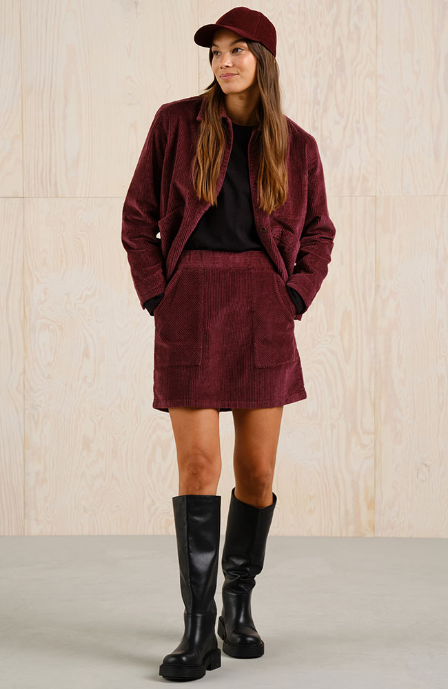 Dedicated Stiby jack corduroy fig red van bio katoen dames | Sophie Stone