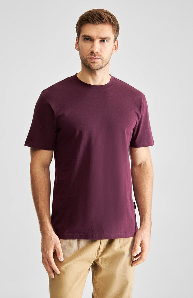 Dedicated Stockholm base fig red t-shirt organic cotton men | Sophie Stone