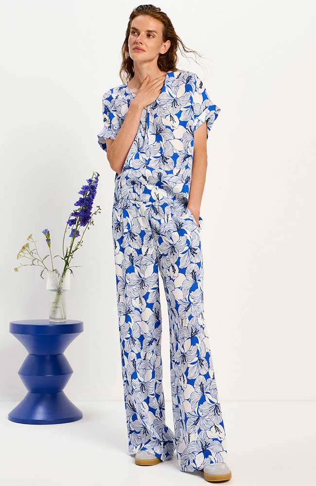 Lanius wide leg broek bloom lapis van TENCEL voor dames | Sophie Stone