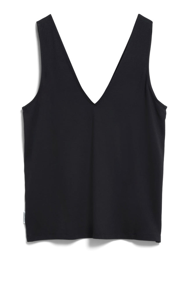 ARMEDANGELS Jersey-Top mit V-Ausschnitt in Schwarz aus ECOVERO für Damen | Sophie Stone