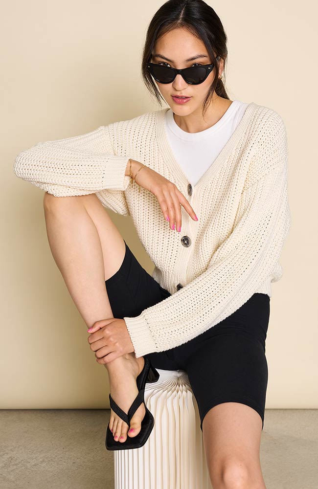 JAN 'N JUNE Lena gebreid vest off-white bio katoen vrouw | Sophie Stone