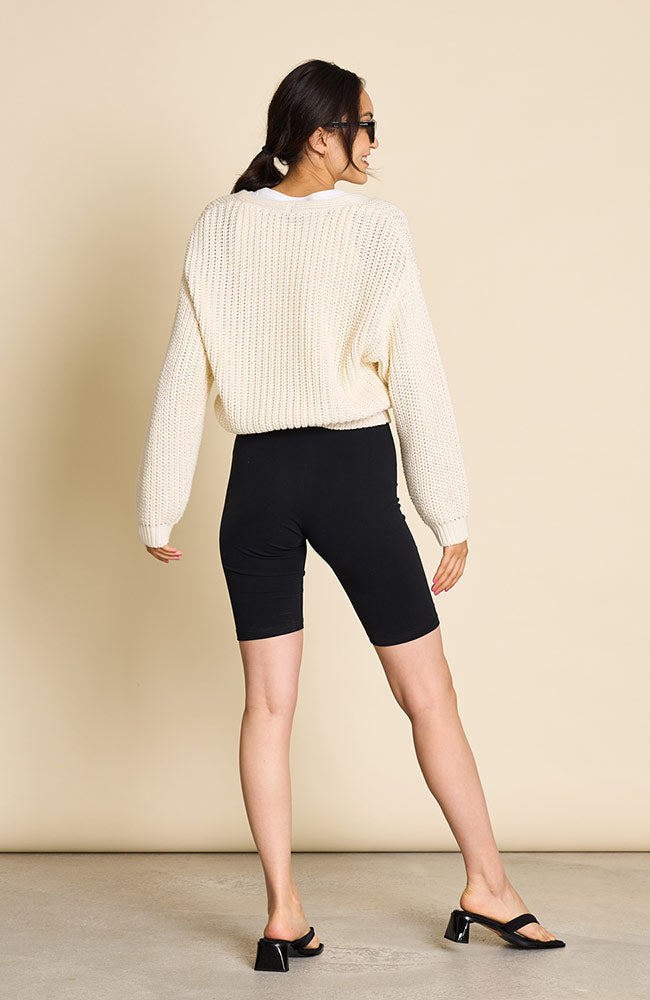 JAN 'N JUNE Lena gebreid vest beige bio katoen dames | Sophie Stone