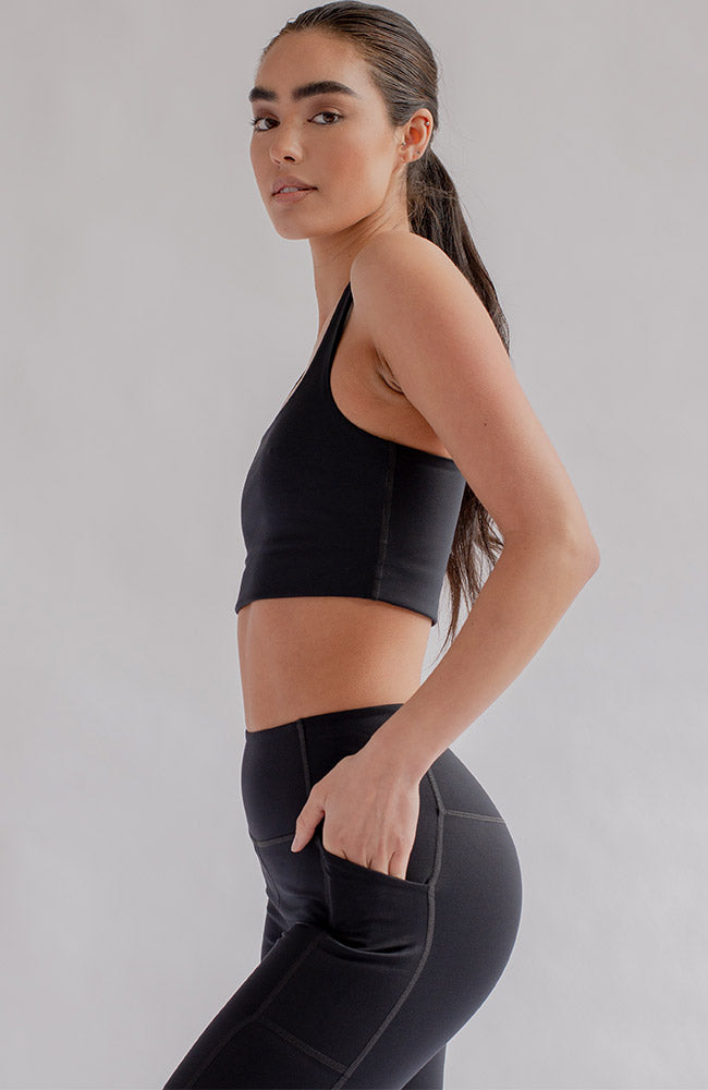 Girlfriend collective high-rise pocket leggings black RPET | Sophie Stone